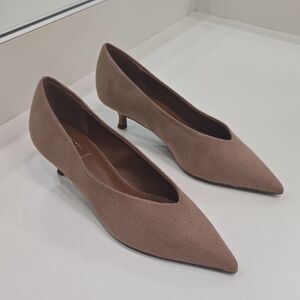 Next Forever Comfort Taupe Standart/wide Point Toe Lown Kitten Heel Shoes, 7